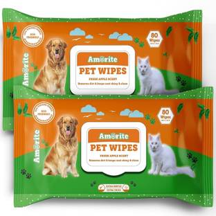 Amorite Wet Pet Wipes With Fresh Apple Fragrance For Dogs And Cats 160 Pcs Pet Ear Eye Wipes