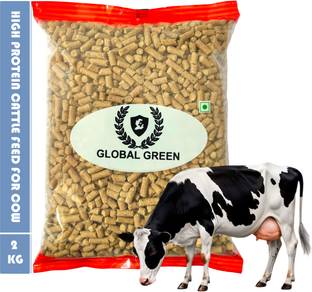 GLOBAL GREEN High Protein Cow Food 2kg, Cattle feed use 100gm per day 2 kg Dry Adult, Senior, Young Cow Food
