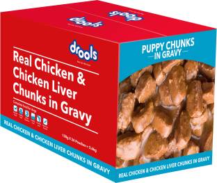 Drools Chunks in gravy for Puppy - Chicken Liver and Real Chicken 3.6 kg (24x0.15 kg) Wet Young Dog Fo...
