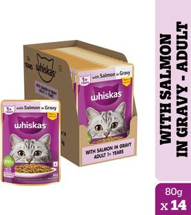 Whiskas (1+ Years) Salmon 1.12 kg (14x0.08 kg) Wet Adult Cat Food