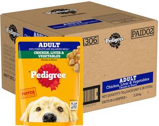 PEDIGREE Gravy Chicken, Liver Chunks, Vegetable 2100 g (30x70 g) Wet Adult Dog Food