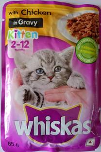 Whiskas whiskas Cat Food For Junior (2-12), Chicken In Gravy Flavour,(pack of 12) Chicken 1.02 kg (12x0.09 kg) Wet Young Cat Food