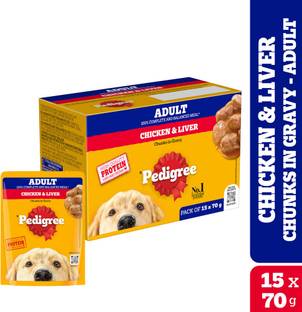 PEDIGREE Gravy Chicken, Liver 1.05 kg (15x0.07 kg) Wet Adult Dog Food