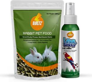 BOLTZ Premium Combo of Pellet for Rabbit, Litter Spray(200ml) + Rabbit Food(1200Gm) Vegetable 1.4 kg (2x0.7 kg) Dry Adult Rabbit Food