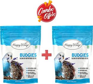 Happy Wings Mix Seed Bird Food for Budgies, Love Birds, Finches, Canaries - All Life Stages- 1.8 kg (2x0.9 kg) Dry Adult, Young Bird Food