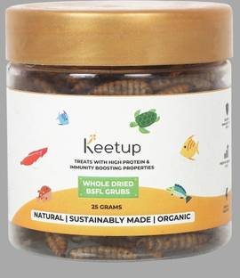 Keetup Dried Black Soldier Fly Larvae Treat for Arowana, Oscar, Flowerhorn 0.025 kg Dry Adult, Young, New Born Fish Food
