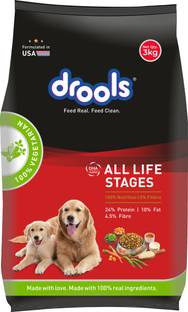 Drools All Life Stages 100 % Vegetable 3 kg Dry Adult, Young Dog Food