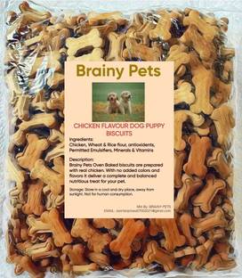 BRAINY PETS Dog Puppy Freshly Oven Baked Real Chicken Flavour Biscuits 900g Chicken 0.9 kg Dry Adult, Senior, Young Dog Food