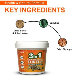 TUNAI 3in1 Formula Nutri Sticks with Larvae & Shrimps Turtle Food 0.9 kg Dry Adult, New Born, Senior, Young Turtle Food
