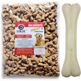 Unik Dog Pet Food Calcium Treat Healthy Chicken Puppy Dog Biscuits with Pressed Bone Chicken 0.5 kg (2x0.25 kg) Dry New Born, Young, Adult Dog Food