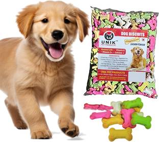 Unik Dog Food By Unik _ Puppy Biscuits (Mix Flavoured) Chicken, Milk 5 kg (5x1 kg) Dry New Born, Young, Adult Dog Food