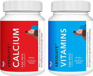 Drools Calcium Tabs and Vitamin Tabs for Pets, 18 Pieces Each Chicken 0.2 kg (2x0.1 kg) Dry Adult, Young, Senior Dog Food