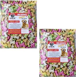 Unik Dog Pet Food Calcium Treat Healthy Chicken Mix Puppy Dog Biscuits Chicken 2 kg (2x1 kg) Dry New Born Dog Food