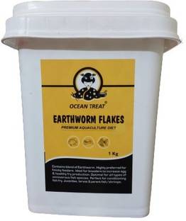 OCEAN TREAT Earthworm Flake 1 kg BKT - WTH Japanese Technology-for All Type Fish/Shrimp 1 kg Dry Adult, New Born, Senior, Young Fish Food