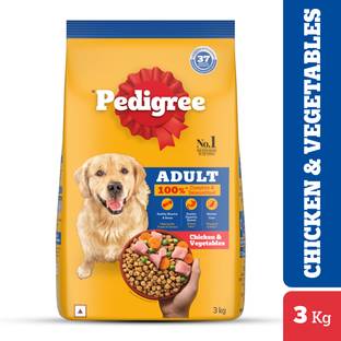 PEDIGREE 100% Nutrition Chicken, Vegetable 3 kg Dry Adult Dog Food