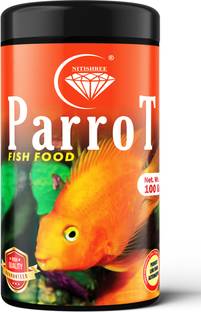 Nitishree Parrot Fish Food 40% Protein & Vitamins, Color Enhancement & Growth(2.5mm)-100gm Fish 0.1 kg Dry Adult, Senior, Young, New Born Fish Food