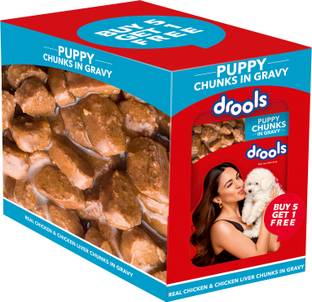 Drools Puppy Chunks in Gravy Chicken 0.9 kg (6x0.15 kg) Wet Young Puppy Food