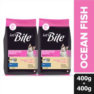 Let's bite (Buy 1 Get 1 Free) Active Ocean Fish 0.8 kg (2x0.4 kg) Dry Young Cat Food