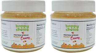 happy chews Creamy Natural Peanut Butter for Dogs, Organic Vegan Protein Spreadt Peanut Butter 0.36 kg (2x0.18 kg) Wet Adult Dog Food