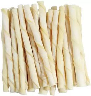 Heaven Luxurious Rawhide Twisted Treat White Chew Sticks 200g for Dog, Puppy & Cat Milk 0.2 kg Dry Adult, New Born, Senior, Young Dog & Cat Food