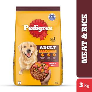 PEDIGREE 100% Nutrition Meat, Rice 3 kg Dry Adult Dog Food