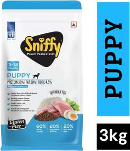 SNIFFY Sniffy Puppy 3kg Power Packed Diet Chicken, Egg 3 kg Dry Young Dog Food