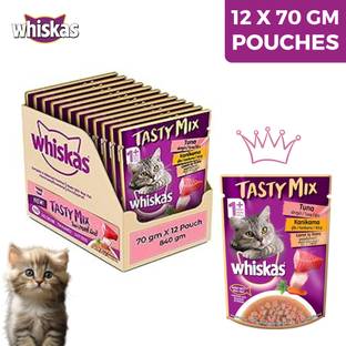 Whiskas Tasty Mix Tuna with Kanikama & Carrot in Gravy, Pack of 12 x 70g Tuna 0.84 kg (12x0.07 kg) Wet Adult Cat Food