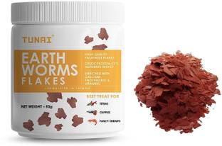 TUNAI Earth Worm Flakes Supplement Treat with 51% Protein fish food 0.1 kg Dry Adult, New Born, Senior, Young Fish Food