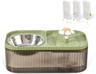 Pet Guard Automatic Flower Fountain & Stainless Steel Bowl for Dog Cat