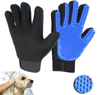 Petfun Deshedding Glove, Enhanced Five Finger Design,Perfect for Dog & Cat (PACK OF 2) Grooming Gloves for Dog & Cat