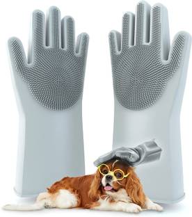 Pet Joy Dog Grey Grooming Glove Grooming Gloves for Dog