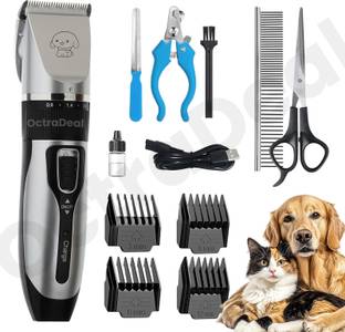 Godworks Pet Hair Trimmer Dogs & Cats Grooming Machine, Low Noise & Vibration, Clippers Silver, Black Pet Hair Trimmer