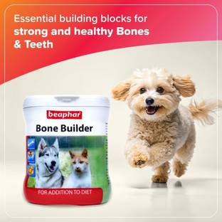 Beaphar Bone Builder Powder with Calcium, Dog & Cat Pet Food for Strong Bones & Teeth, Pet Health Supplements
