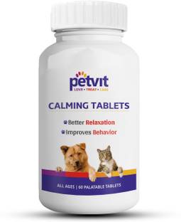 Petvit Calming & Better Relaxation Tablets For Dog and cat with Natural Extracts- 60 Palatable Chewable Tablets | For All Age Group Pet Health Supplements