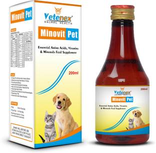 VETENEX Minovit Pet - Multivitamins, Amino Acids & Minerals Syrup for Dogs & Cats Pet Health Supplements