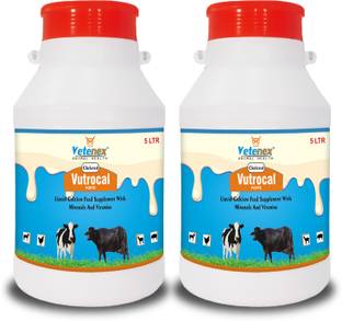 VETENEX Vutrocal Forte - Chelated Liquid Calcium Supplement for Cow & Buffalo (5Ltr x 2) Pet Health Supplements