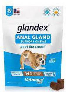 Glandex ANAL FLAND SUPPORT CHEWS, Anal Gland Fiber Supplement for Dogs (30 Chews) Pet Health Supplements