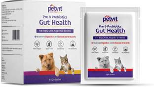 Petvit Pre & Probiotics Gut Health Powder for Dogs, Cats, Puppies & Kittens– 20 Sachets Pet Health Supplements