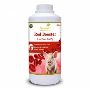 VETMIDO Red Booster - Iron Tonic Supplement for Pigs, Swine, Piglets & Piggery - 500 ML Pet Health Supplements