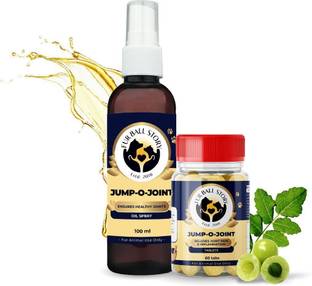 Fur Ball Story Jump-O-Joint Oil Spray 100ml & Joint Pain Relief Tablet (60 Tablets) Pet Health Supplements