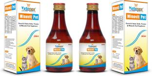 VETENEX Minovit Pet - Multivitamins & Amino Acids Syrup for Dogs & Cats (200ml x 2) Pet Health Supplements