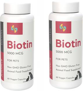 SHARRETS Biotin Supplement for Pets 60 x 2 Veggie Capsules, 5000 mcg Maximum Strength Biotin Pet Health Supplements