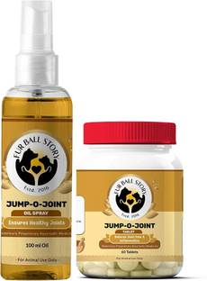 Fur Ball Story Jump-O-Joint Oil Spray 100ml & Joint Pain Relief Tablet (60 Tablets) Pet Health Supplements