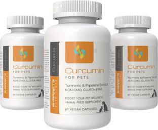 SHARRETS Curcumin Turmeric Supplement for Dogs and Cats 3x60 Veggie Capsules 95% Curcumin with Piperine Extract Pet Health Supplements