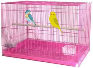 PetJoy Large Pink Iron Bird Cage with Feeding Cup, 1 Pole with Secure Lock, 24 Inch Bird, Hamster, Rabbit Cage