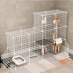 SPACE ORGANISER DIY Foldable 24 pcs white Mesh Panel Personalised Pet Fence,Play Area Cage for Dog, Cat, Rabbit, Turtle, Guinea Pig, Hamster, Miniature Pig, Tortoise, Hedgehog, Ferret House