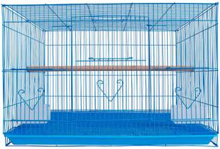 PetJoy Small Blue Iron Bird Cage with Feeding Cup, 1 Pole with Secure Lock,15 Inch Bird, Hamster, Rabbit Cage
