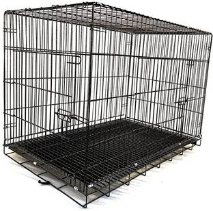 chullbull pet products Double Door Folding Metal Dog Cage with Paw Protector, for Small Dogs and Puppy Dog, Cat, Rabbit, Miniature Pig, Monkey, Bird, Hamster Cage