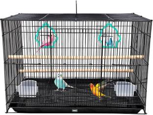 Buraq PETS 2 FT Bird Cage Best for Lovebird/Pet, Parrot, Parakeet, Budgie, Cockatiel Cage Hammock Large Bird Cage (Size: 23.5" Long, 16.5" Wide and 16" Height) With 2 cups , 2 Perches , 2 Bird Rings. Color May Vary (24 inch) . Bird Cage