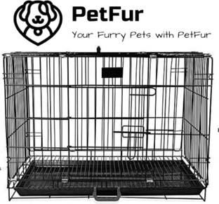 PetFur Coated Iron Cage with Removable Tray for Dog 18 Inches Dog, Cat, Bird, Mouse, Guinea Pig, Hamster, Turtle Cage